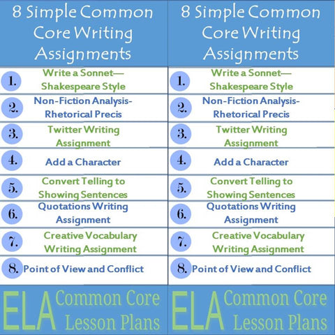 8 Simple Common Core Writing Assignments